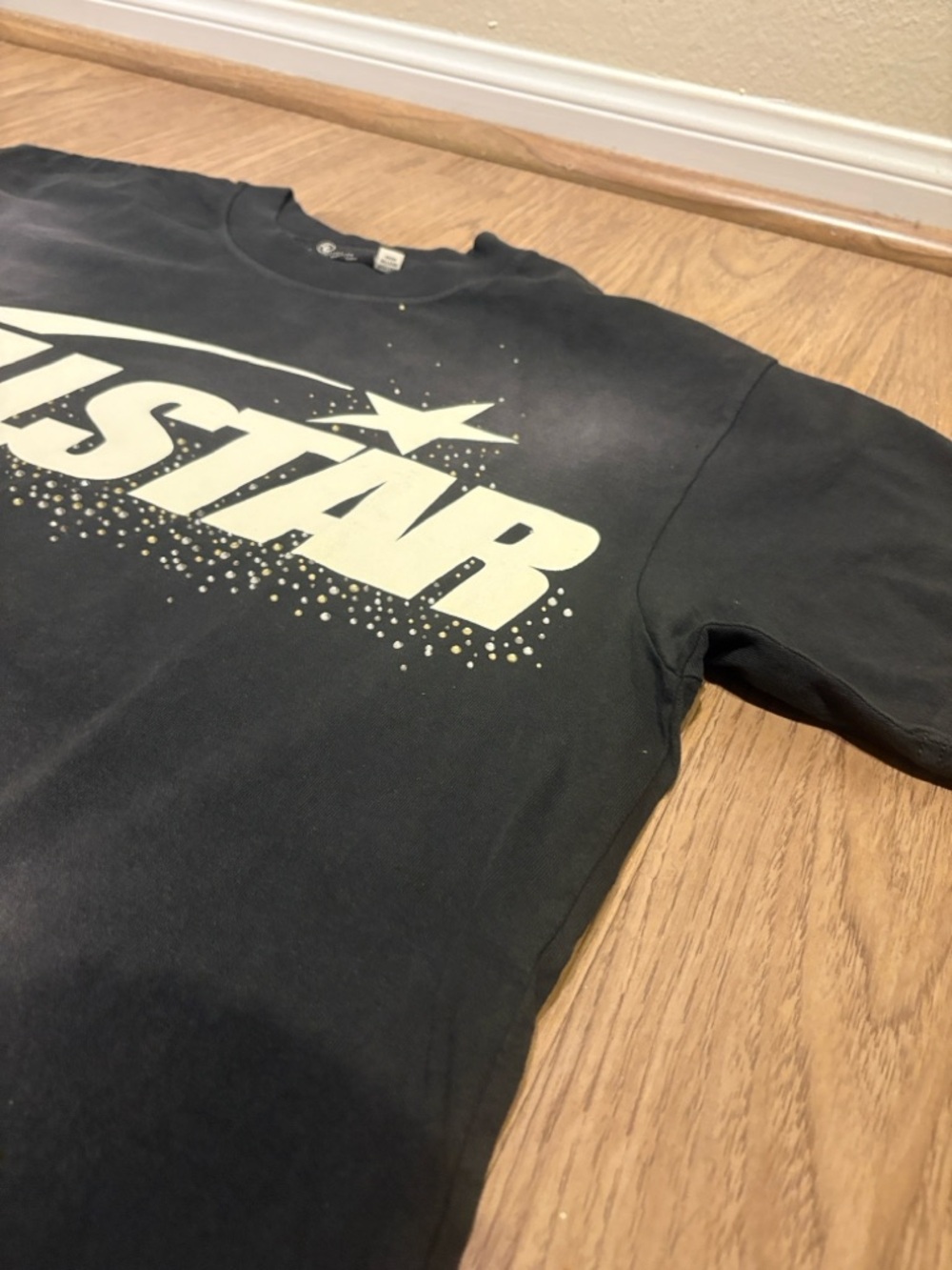 Black Hellstar Rhinestone Tee With Off-White Lettering - Picture 4 of 5